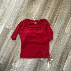OGL Red Fitted Blouse with 3/4 Sleeves